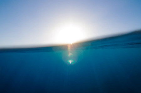 split underwater and sky backgroundの写真素材