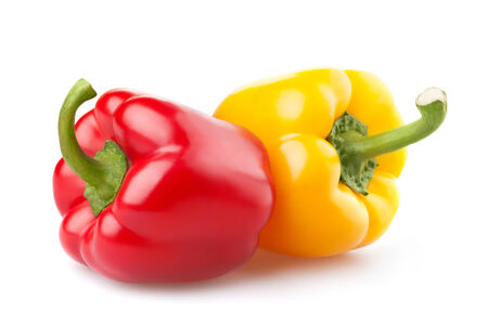 fresh pepper vegetables isolated on white backgroundの写真素材