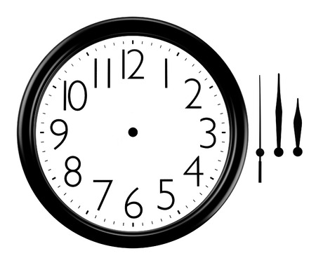 Black and white wall clock with Hands Separatedの写真素材