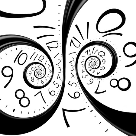 infinity time spiral clock, abstract backgroundの写真素材