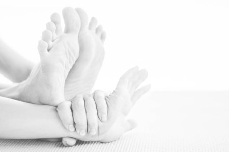 yoga stretching, posture detail close upの写真素材