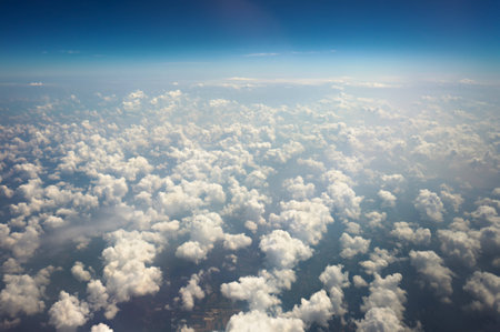 Blue sky and white cloud. top view