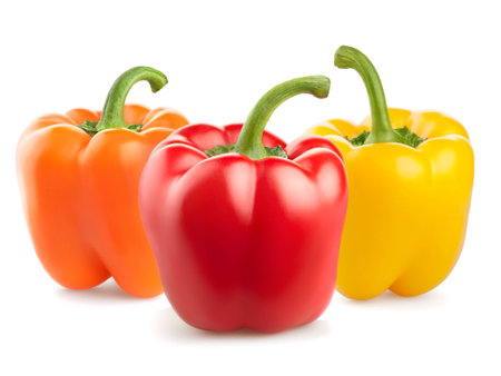 fresh pepper vegetables isolated on white backgroundの写真素材