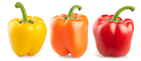 fresh pepper vegetables isolated on white backgroundの写真素材