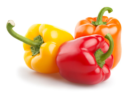 fresh pepper vegetables isolated on white backgroundの写真素材