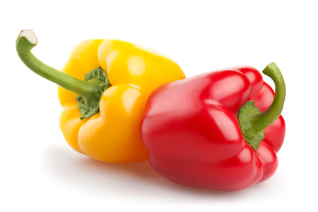 fresh pepper vegetables isolated on white backgroundの写真素材