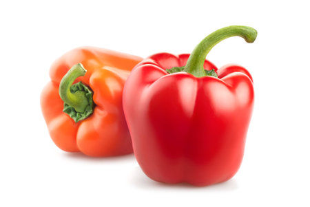 fresh pepper vegetables isolated on white backgroundの写真素材
