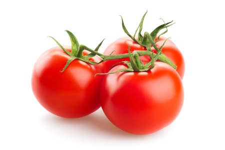 Fresh tomatoes isolated on white backgroundの写真素材