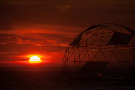 Beautiful sunset on the beachの写真素材