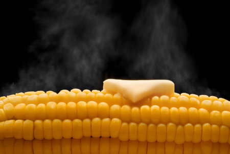 hot boiled corn with butter
