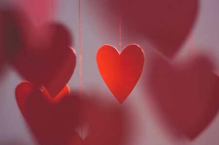 red hearts decoration, abstract backgroundの写真素材