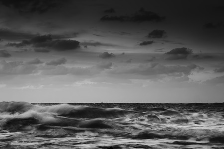 long exposure of sea coast. black and white landscapeの写真素材