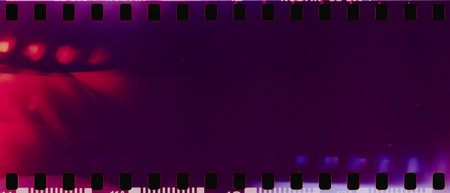 real film strip texture with burn light leaks, abstract backgroundの写真素材