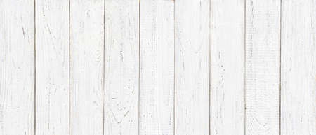 white wood texture background, wide wooden plank panel patternの写真素材