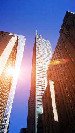 Skyscrapers and sunset skyのeditorial素材