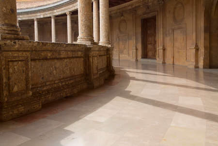 Famous Alhambra Palace galleries on a bright sunny dayのeditorial素材