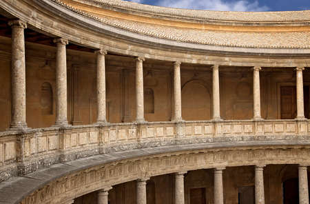 Famous Alhambra Palace galleries on a bright sunny dayのeditorial素材