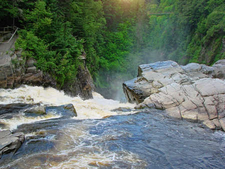 Canyon Sainte-Anne Waterfall, Quebecの写真素材