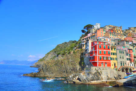Italy, Riomaggiore colorful streetsの写真素材