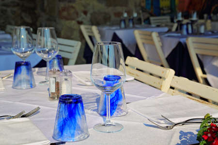Manarola restaurant overlooking scenic Mediterranean bayの写真素材