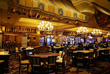 Casino machines in the entertainment area at nightのeditorial素材