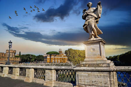 Famous Rome bridges near Vatican Cityの写真素材