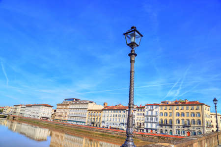 FLORENCE, ITALY-JUNE 16, 2017: Florence streets near landmark bridge Ponte Vecchioのeditorial素材