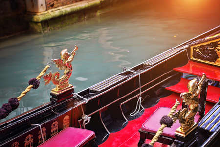 Luxury Gondola waiting for tourists near Rialto Bridge in Veniceの写真素材