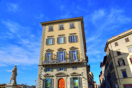 FLORENCE, ITALY-JUNE 16, 2017: Florence streets near landmark bridge Ponte Vecchioのeditorial素材