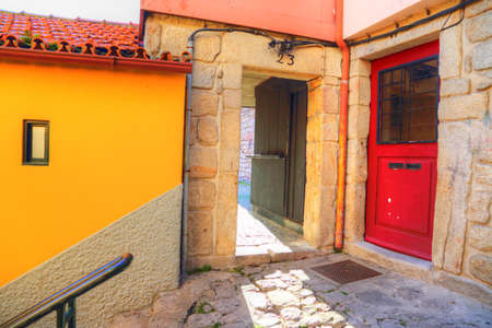 Beautiful and colorful Porto Streets near Rio Douroの写真素材