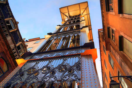 Lisbon, Santa Justa Elevator at sunsetのeditorial素材