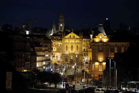 Beautiful Porto streets at nightのeditorial素材