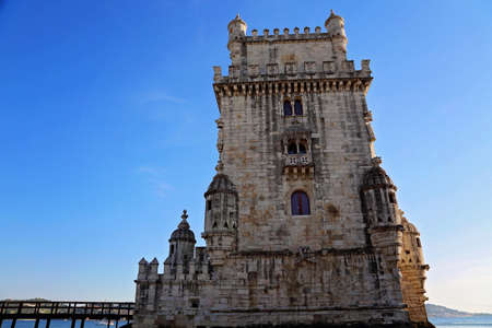 Lisbon, Belem Tower at sunsetのeditorial素材