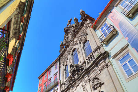 Beautiful and colorful Porto Streets near Rio Douroの写真素材
