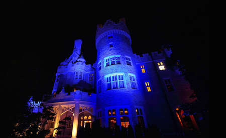 Toronto, Famous Casa Loma Castle at nightのeditorial素材