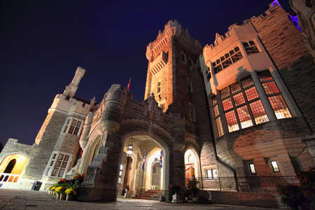 Toronto, Famous Casa Loma Castle at nightのeditorial素材