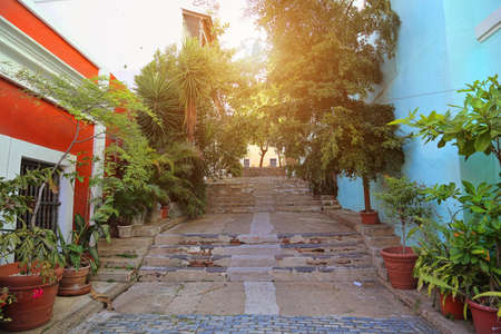 San Juan streets at sunsetの写真素材