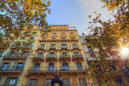 Barcelona streets in historic centerのeditorial素材