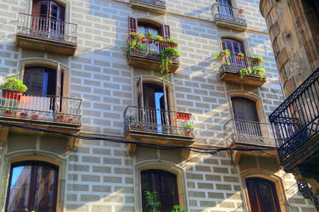 Barcelona streets in historic centerの写真素材