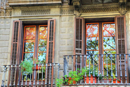 Barcelona streets in historic centerの写真素材