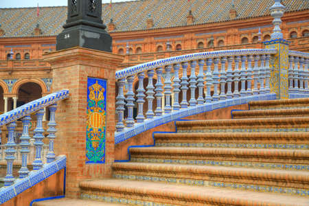 Plaza de Espana, Seville, Architectural details and ornamentsの写真素材