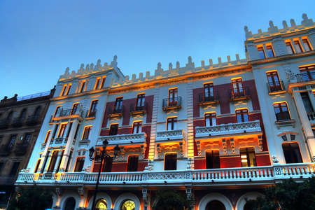 Seville streets at an early sunset in the historic centerの写真素材