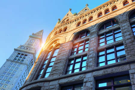 Boston downtown streets at sunsetのeditorial素材