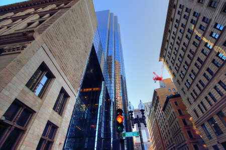 Boston downtown streets at sunsetの写真素材