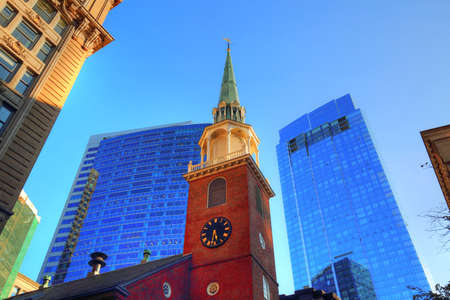Boston downtown streets at a bright sunny day