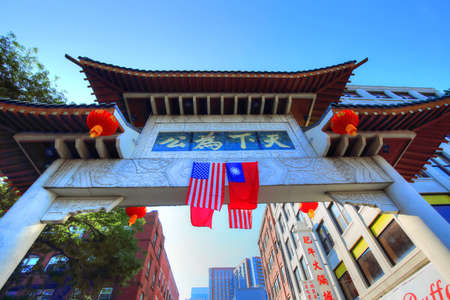 Chinatown streets at a bright sunny day in Bostonのeditorial素材