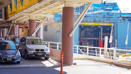Buenos Aires, Argentina-20 June, 2019: Buquebus terminal connecting Buenos Aires with Colonia del...