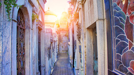 Buenos Aires, Argentina-20 August, 2017: Famous La Recoleta Cemetery in Buenos Aires that contains...
