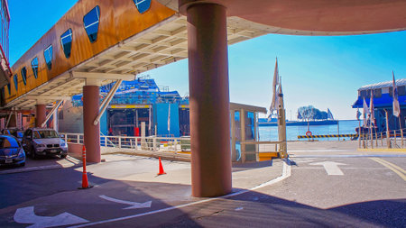 Buenos Aires, Argentina-20 June, 2019: Buquebus terminal connecting Buenos Aires with Colonia del Sacramento and various destinations in Uruguayの写真素材