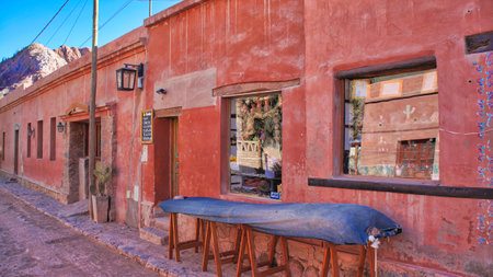 Purmamarca, Jujuy, Argentina-11 March, 2017: Scenic Purmamarca village streetsの写真素材